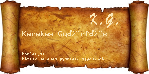 Karakas Gyárfás névjegykártya